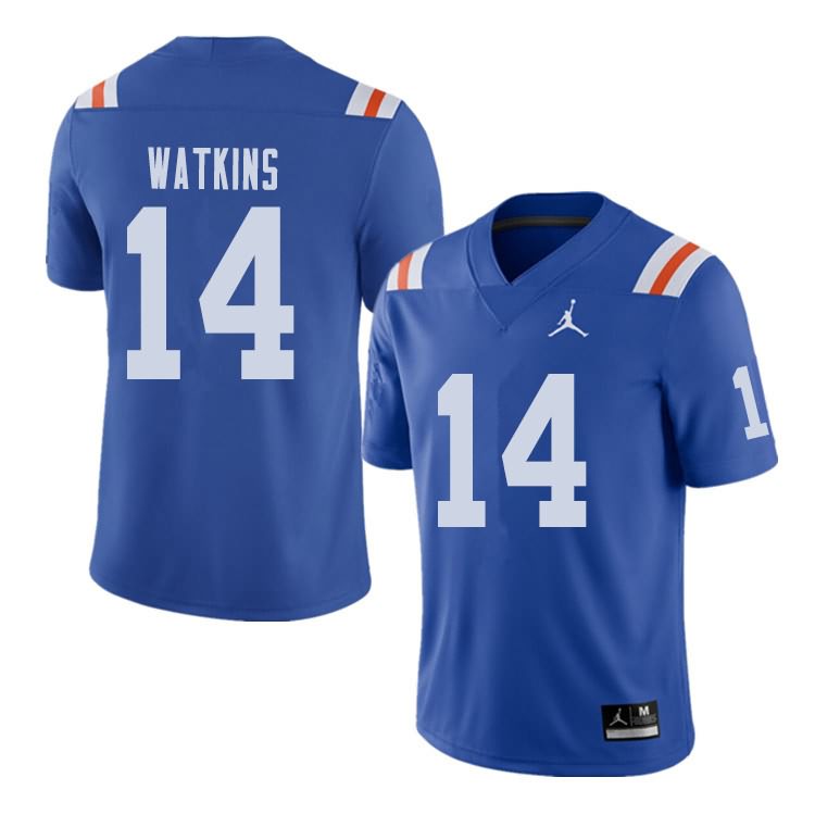 Men's NCAA Florida Gators Jaylen Watkins #14 Stitched Authentic Alternate Jordan Brand Royal Throwback College Football Jersey JPI1265PJ